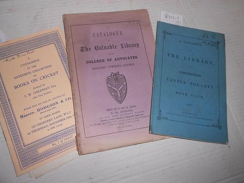 Book sale catalogues. Colchester Castle Society Book Club, catalogue of the Library 1856, blue paper