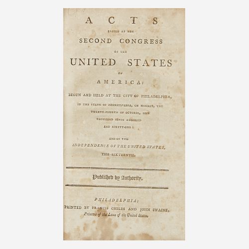 [Americana] Acts Passed at the Second Congress of the United States of America: Begun and Held at the City of Philadelphia...