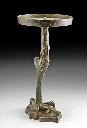 19th C. Chinese Bronze Claw Foot Candle Holder