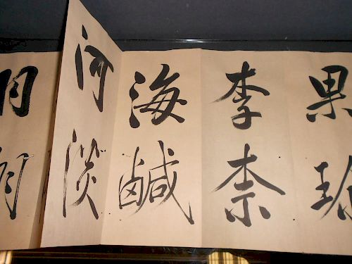 Two 19th century Chinese calligraphic books, bound in concertina form with numerous brushed characte