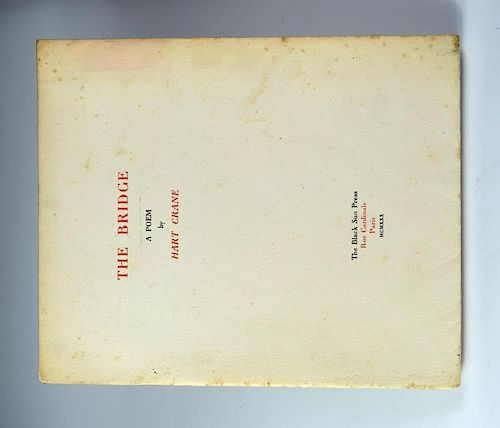 CRANE (Hart) The Bridge A Poem, Paris: The Black Sun Press 1930, no. 67 of 285 copies, with three ph