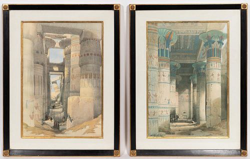TWO LOUIS HAGHE EGYPTIAN RUINS AFTER D. ROBERTS