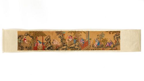 CHINESE EROTIC PAINTED SCROLL ON SILK