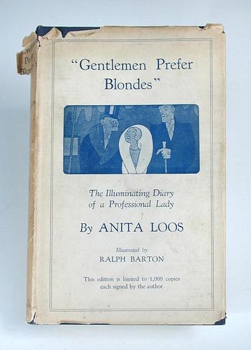 LOOS (Anita) "Gentlemen Prefer Blondes". The Illuminating Diary of a Professional Lady, limited to 1
