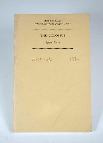 PLATH (Sylvia) The Colossus, Heinemann 1960, uncorrected proof copy, original yellow paper wrapper m