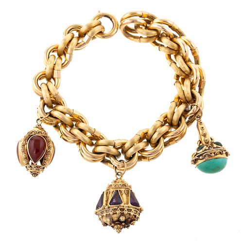 A Substantial Link Bracelet with Italian Charms