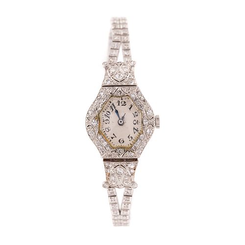 An Art Deco Diamond Cocktail Watch in Platinum