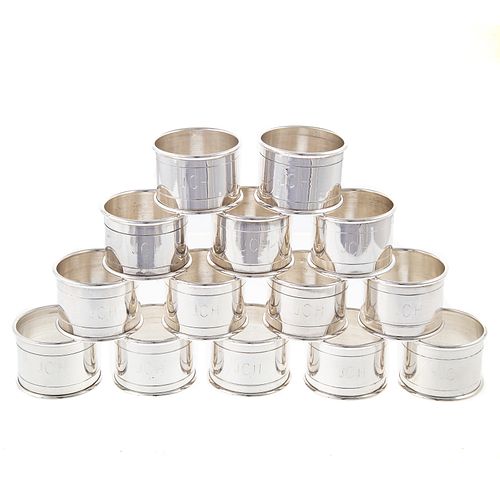 Set of 14 Middle Eastern Silver Napkin Rings