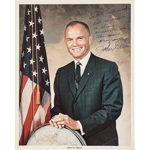 JOHN GLENN Color Photograph Inscribed + Signed Astronaut and American Hero