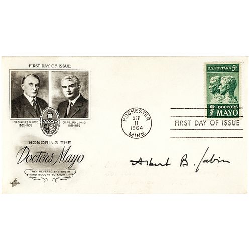 Dr. ALBERT B. SABIN Oral Polio Vaccine Inventor Signed Vignette First Day Cover