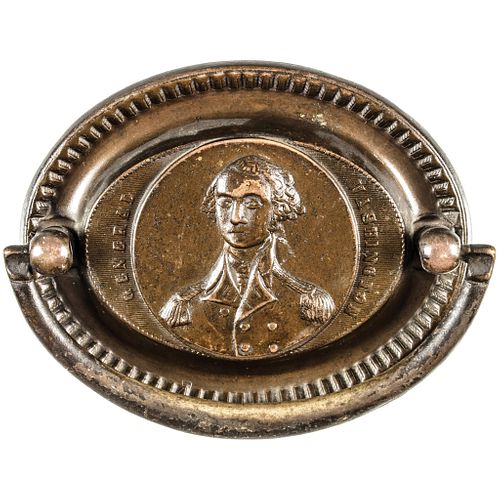 c. 1820 Pair of General George Washington Profile Antique Brass Drawer Pulls