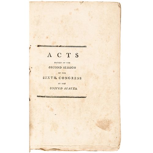 1801 First Edition Imprint on ACTS PASSED - FIRST SESSION - SIXTH CONGRESS