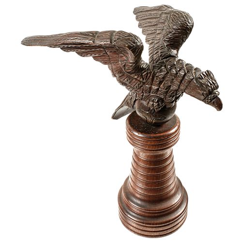 c. 1876 Majestic Hand-carved Patriotic American Eagle on Ornate Pedestal Base Display