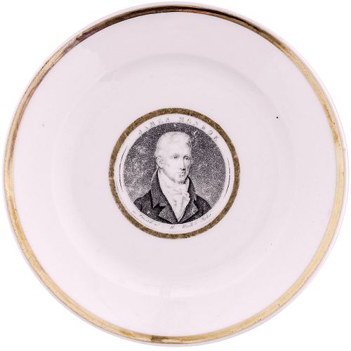 c. 1817 Exceedingly Rare JAMES MONROE French Porcelain Gold trim Desert Plate