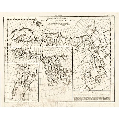 1772 Copper-Engraved Map of Kamchatka Russia by Robert De Vaugondy, Paris