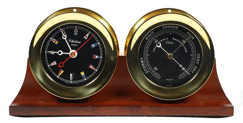 Chelsea Brass Ships Flag Clock & Barometer