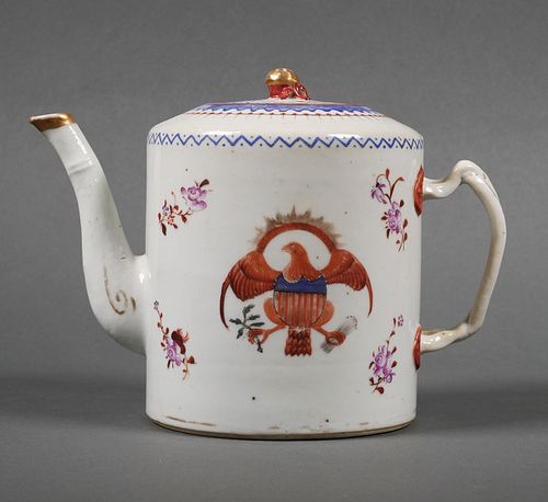 Chinese Export Porcelain Teapot American Eagle 