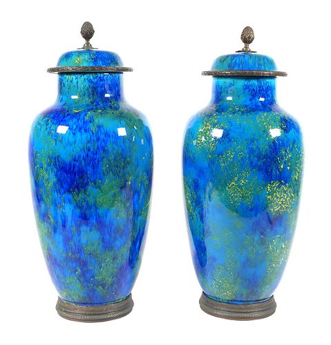 Pair Paul Milet Sevres Blue Flambe Porcelain Vases sold at auction on 22nd  May | Bidsquare