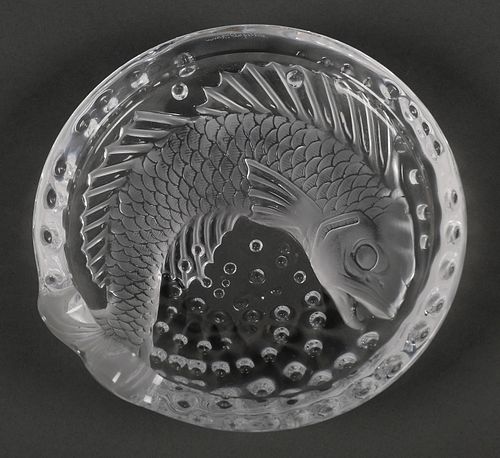 Lalique France Concarneau Koi Fish Ashtray