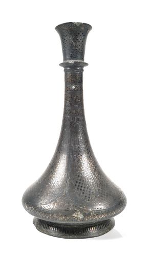 18c Mughal Indian Bidri Ware Overlay Metal Vase  