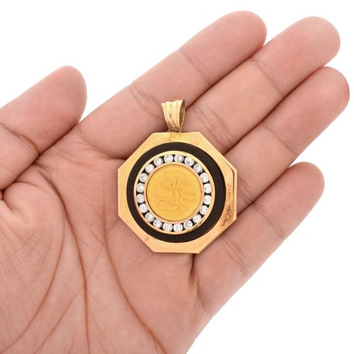 Diamond, Gold Coin and 14K Pendant
