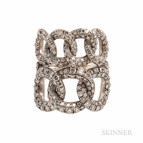 Casato Roma 18kt White Gold and Diamond Chain-link Ring