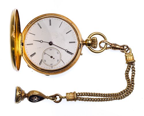 Tiffany & Co 18k Yellow Gold Hunt Case Pocket Watch