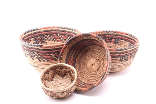 Hand Woven African Harvest Baskets Collection of 4