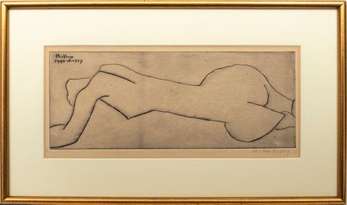 Milton Avery "Nude with Long Torso" Drypoint, 1948