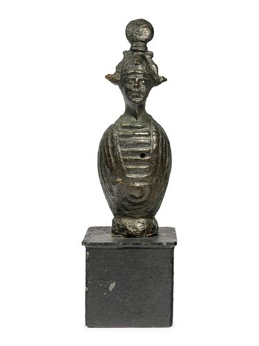 An Egyptian Bronze Canopic Osiris
Height 3 3/8 inches. 
