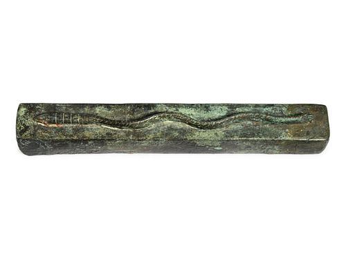 An Egyptian Bronze Snake Coffin
Length 5 1/2 inches. 