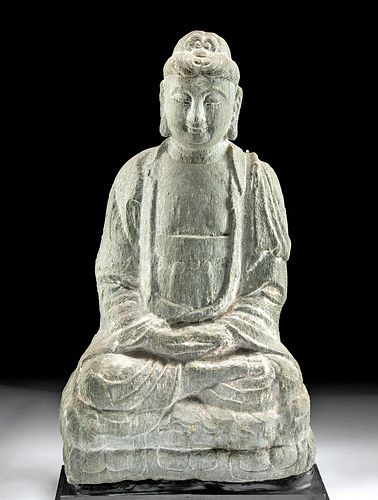 Chinese Tang Dynasty Stone Buddha Shakyamuni Statue