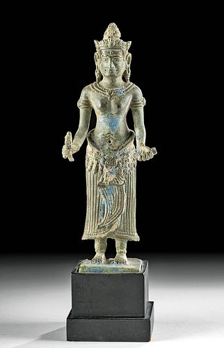 Fine Khmer Bronze Standing Female Deity