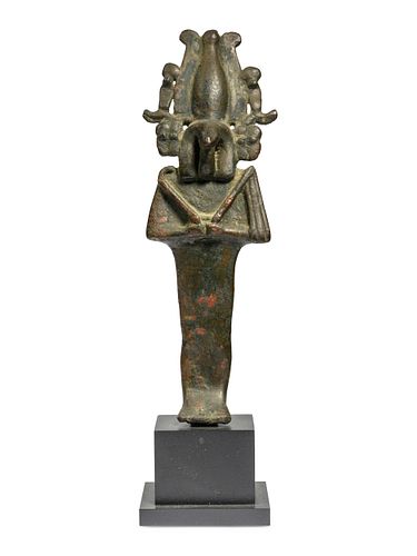 An Egyptian Bronze Syncretistic Nehebkau
Height 5 1/4 inches. 