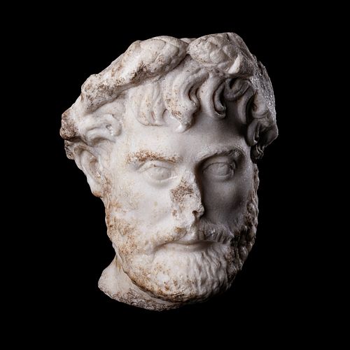 A Roman Marble Portrait Head of Herodes Atticus
Height 11 inches. 