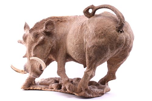 South African Leadwood Warthog Carving by L. Nkala