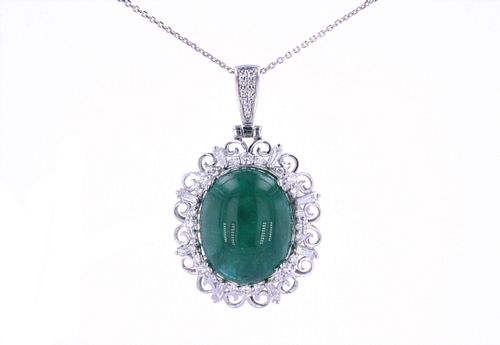 GIA Certified Emerald & Diamond Platinum Necklace