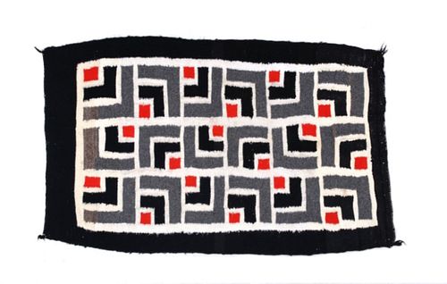 Navajo Ganado Stepped Pattern Wool Rug c. 1950s