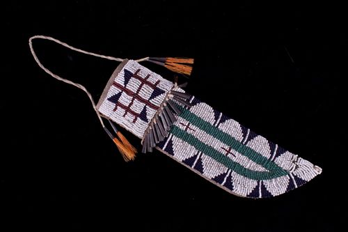 Lakota Sioux Beaded Hide & Parfleche Knife Sheath