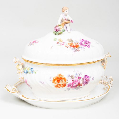 K.P.M. Porcelain Tureen, Cover and an Underplate