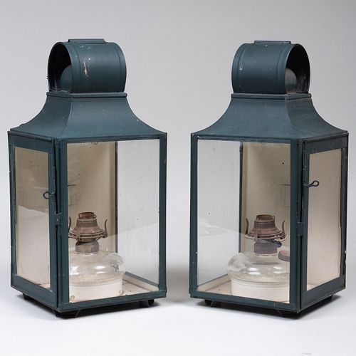 Two Large TÃ´le Carriage House Sconces, Designed for Brookbound Manner