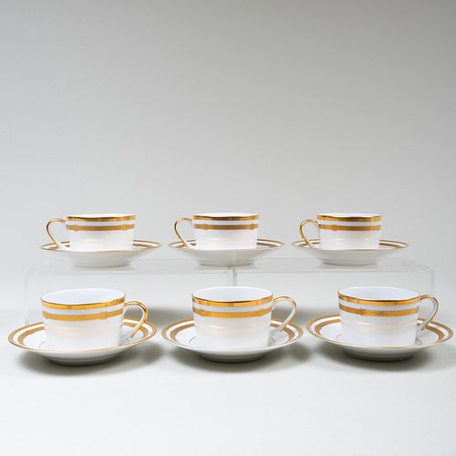 Set of Six Dior Porecelain Tea Cups and Saucers