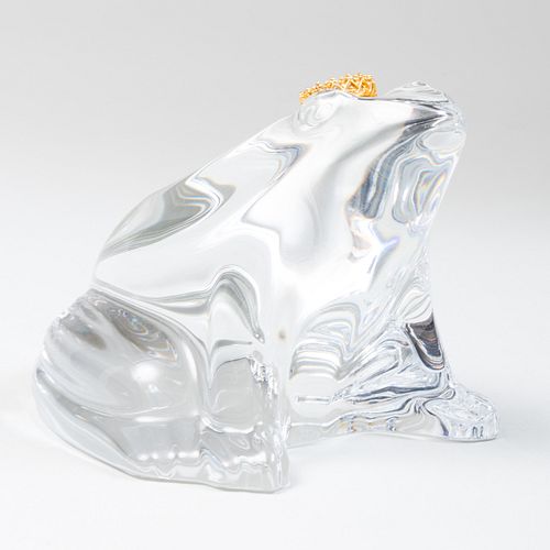 Baccarat Glass and Vermeil Model of a Frog Prince