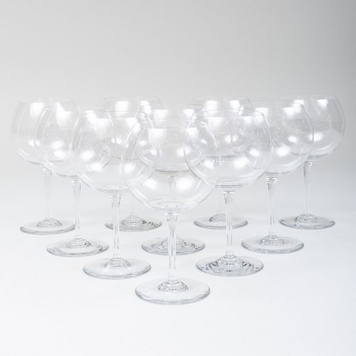 Set of Ten Baccarat Glass Balloon Wine Glasses