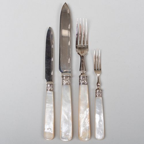 Edward VII Silver and Mother-of-Pearl Fruit Service