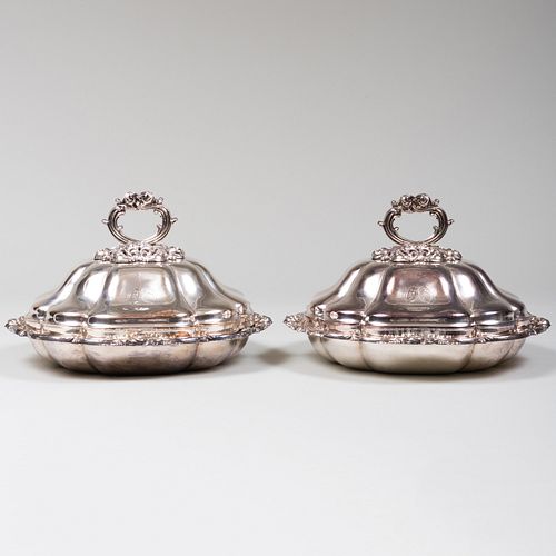 Pair of English Silver Plate EntrÃ©e Dishes