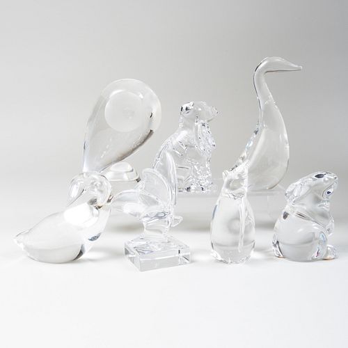 Group of Steuben and Baccarat Glass Models of Animals