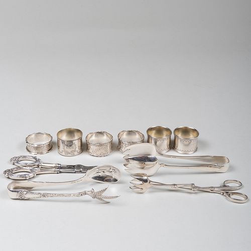 Group of Silver Tongs and Napkin Rings