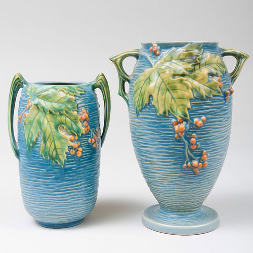 Two Roseville Pottery Glazed 'Bushberry' Vases