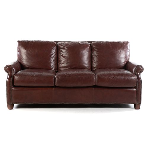 Classical Style Three-Cushion Leather Sofa